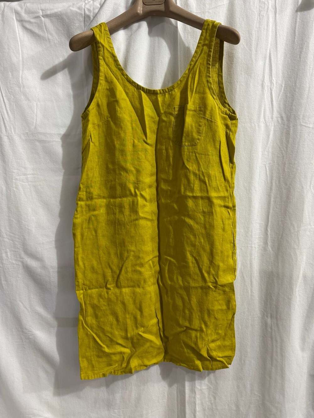 not PERFECT LINEN Yellow 100% Linen Sleeveless Scoop Neck Dress Size S